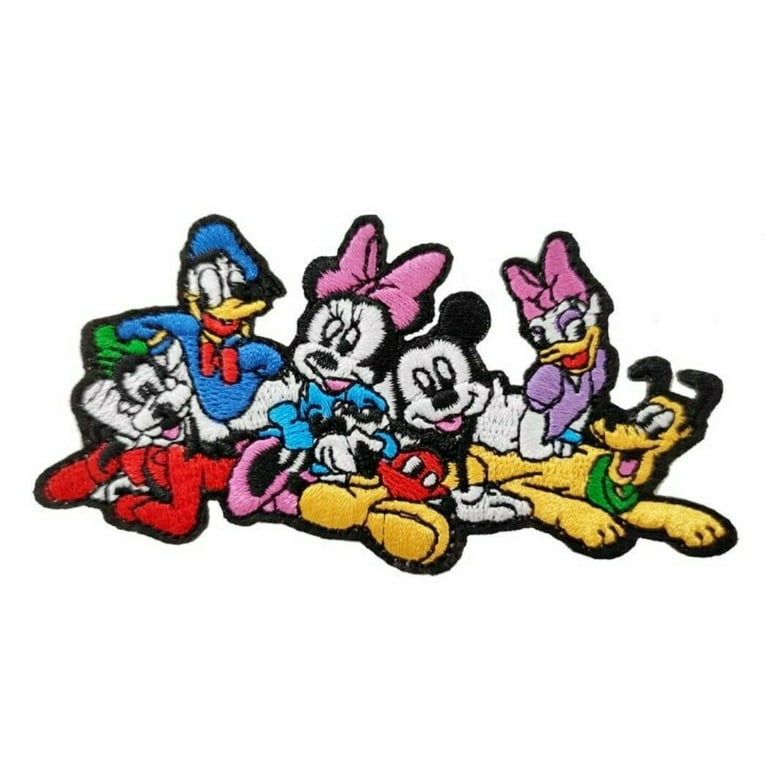 Mickey and Minnie Mouse and Friends 4.25 Inches Wide Embroidered Iron On  Patch