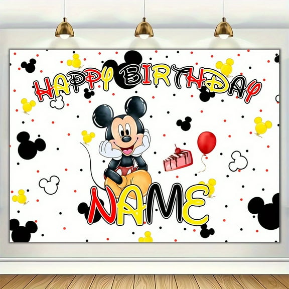 Mickey and Minnie cartoon theme birthday flag Background flag Children's party decoration items Photography photo props 150*100CM