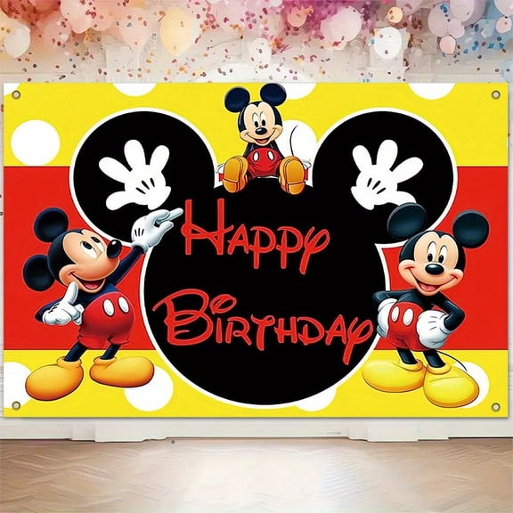 Mickey and Minnie cartoon theme birthday flag Background flag Children's party decoration items Photography photo props 150*100CM