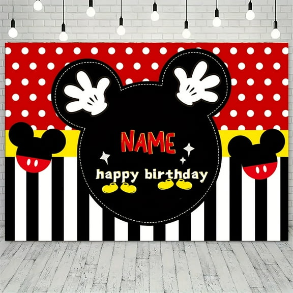 Mickey and Minnie cartoon theme birthday flag Background flag Children's party decoration items Photography photo props 150*100CM