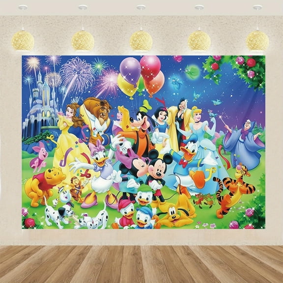 Mickey and Minnie cartoon theme birthday flag Background flag Children's party decoration items Photography photo props 180*100CM