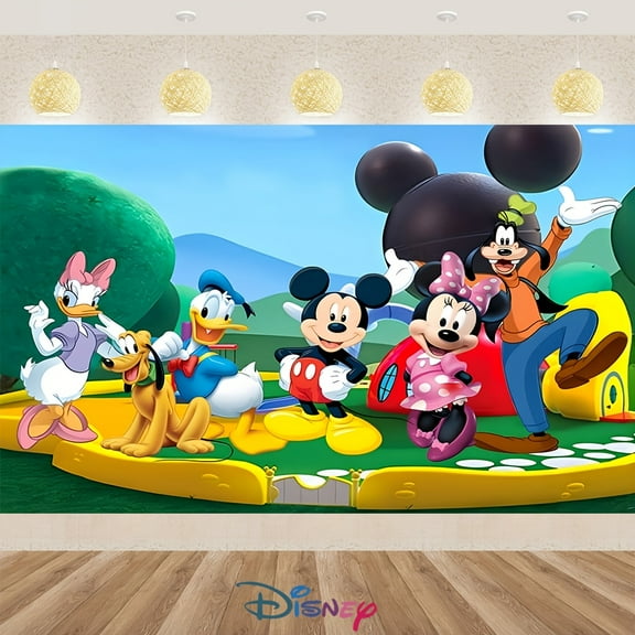 Mickey and Minnie cartoon theme birthday flag Background flag Children's party decoration items Photography photo props 180*110CM