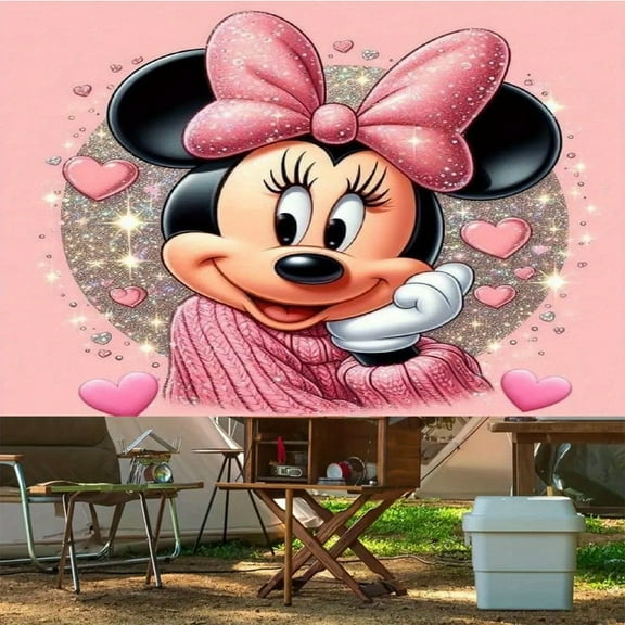 Mickey and Minnie cartoon-themed birthday flags, background flags, children's party decorations, photography, photo props, 180*110CM