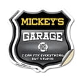 thumbnail image 1 of Mickey's Garage I Can Fix Everything But Stupid (2 Pack) 12 inch X 12 inch Shield Shaped Heavy Duty 3.2 mil Vinyl Decals To last, Gift for Dads and Uncles Classic Americana Crafted in, 1 of 6