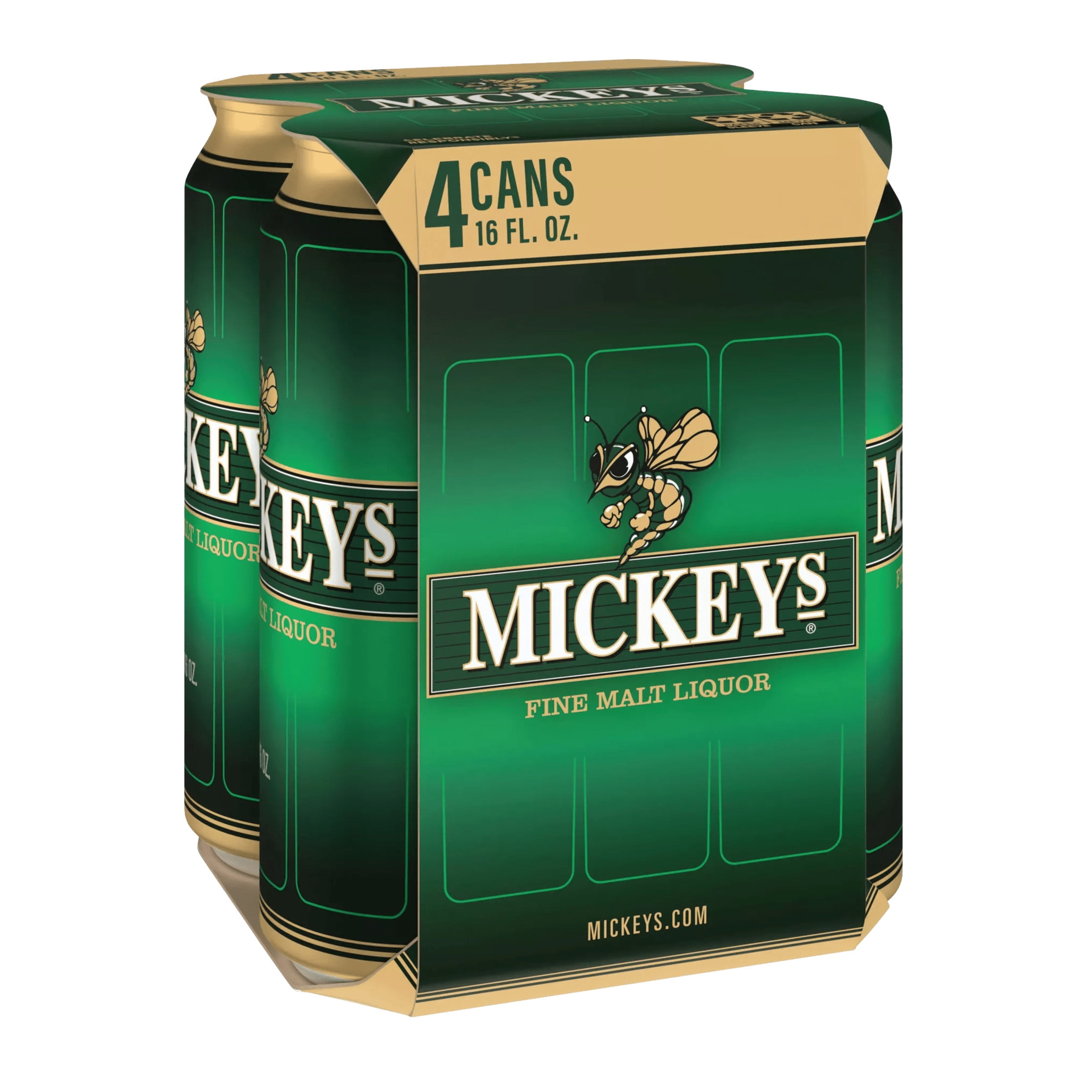 Mickey's Malt Beer, 4 Pack, 16 oz Aluminum Cans, 5.6 ABV