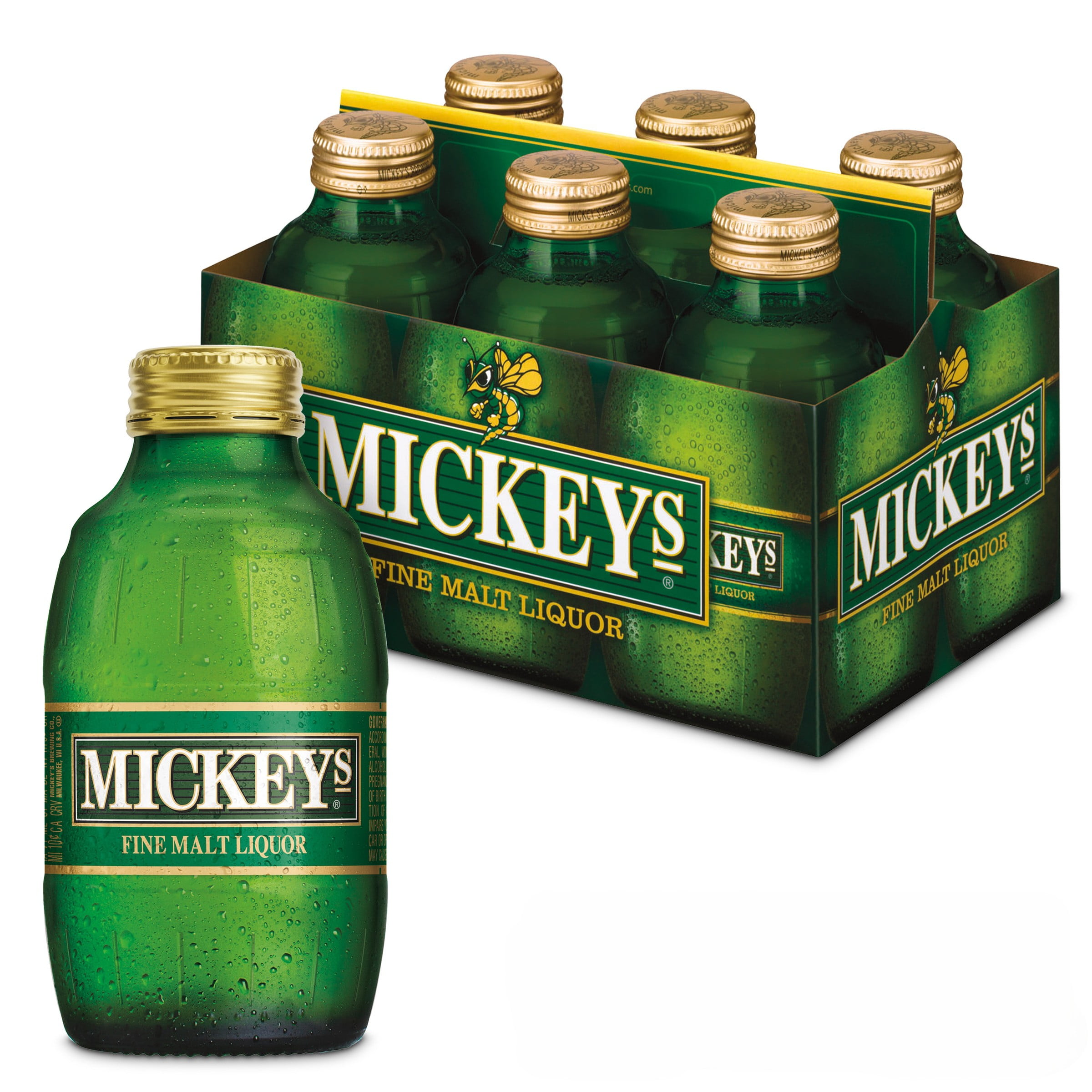 Mickey's Malt Lager Beer, 6 Pack, 12 fl oz Glass Bottles, 5.6% ABV