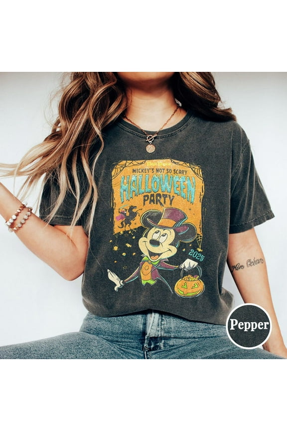 Mickey's Not So Scary Halloween Party, Mickey Halloween Shirt, Disney Halloween Matching Shirt, Halloween Family Shirts,Charcoal Color,Size XL