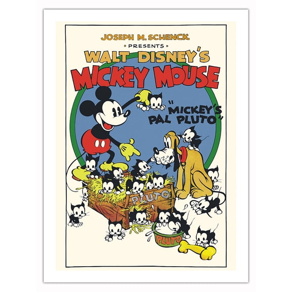Mickey’s Pal Pluto - Starring Mickey Mouse & Pluto - Vintage Film Movie Poster c.1933 - Bamboo Fine Art 290gsm Paper Print (Unframed) 24x32in