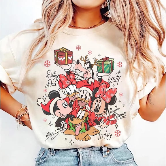 Mickey's Very Merry Christmas Party 2025 Shirt, Mickey & Friends Holiday Tee, Disney Family Xmas, Group Holiday Trip Gifts,Sand Color,Size 2XL