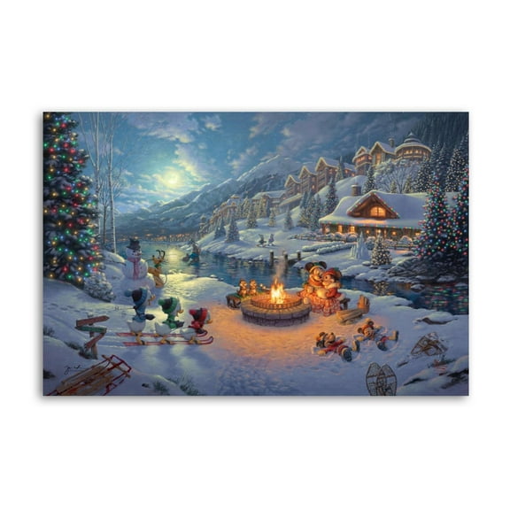 Mickeys And Minnie Christmas Lodge Art Poster Canvas Painting Decor Wall Print Photo Gifts Home Modern Decorative Posters 12x18inch(30x45cm)