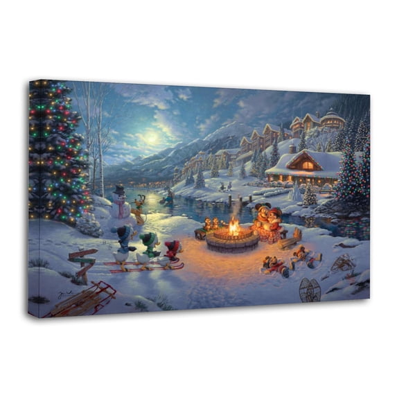 Mickeys And Minnie Christmas Lodge Wall Art Picture Painting Poster Canvas Print Posters Artworks Bedroom Living Room Decor 12x18inch(30x45cm)