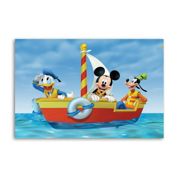 Mickeys Mouse And Friends Donald-Duck Sailboat Canvas Wall Art Prints Poster Gifts Photo Picture Painting Posters Room Decor Home Decorative 08x12inch(20x30cm)