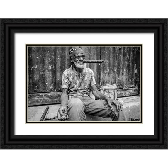 Miclea, Marius 14x11 Black Ornate Wood Framed with Double Matting Museum Art Print Titled - Smoke A Cigar