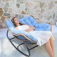 thumbnail image 1 of Micleed Outdoor Rocking Egg Chair, Indoor Papasan, Rattan Wicker Lounge, Modern Royal for Bedroom, Living Room, Porch, Garden, Lawn - Blue, 1 of 7