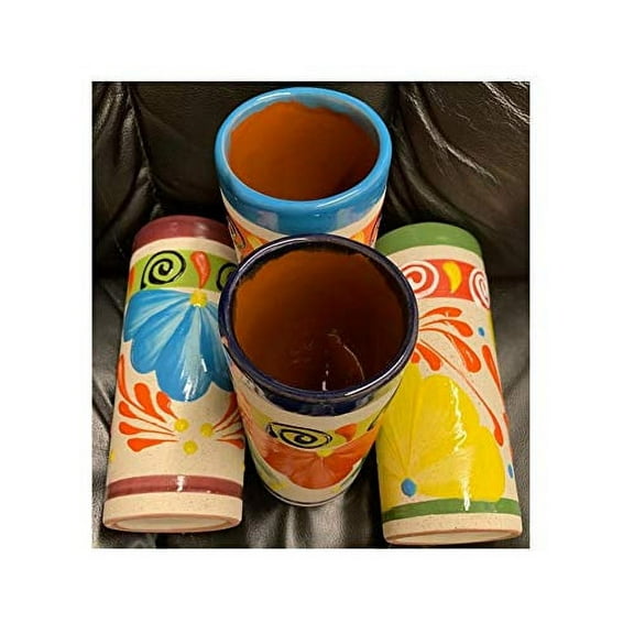 Micnocana Hand Painted Mexican Assorted Glass Mugs