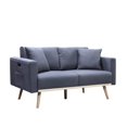 thumbnail image 1 of Mico 57 Inch Modern Loveseat, USB Ports and Side Pocket, Dark Gray Fabric- Saltoro Sherpi, 1 of 5