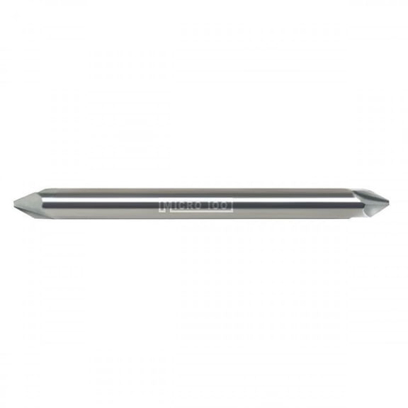 Micro 100 CS-125-100 Chamfer Cutter, 100 Included Angle.030" Tip Dia.040" LOC, 3 Fl, 1/8" Shank Dia, 1-1/2" OAL, Uncoated