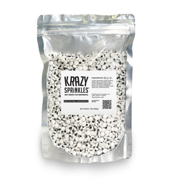 Krazy Sprinkles - Edible 7mm Micro Eyeball Shapes - Bold Cake Decoration, 1lb Bag