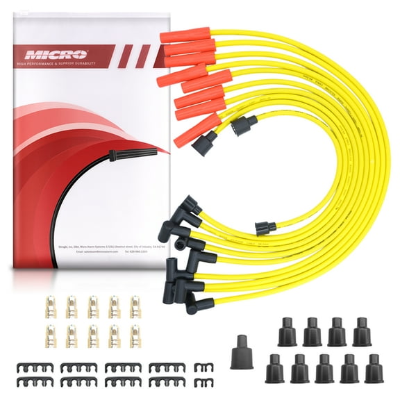 Micro 8.5mm Performance Spark Plug Ignition Wires Compatible with GMC Chevy Ford SBC BBC Straight Boot Wires 305 307 327 350 400 396 402 427 454 GM08