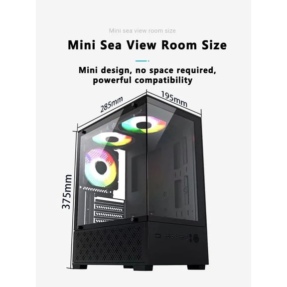 LDPCSJ X-2 Aquarium Gaming Case Mid Tower Computer Case with Water Cooling Support, Black, X2-MATX-BK