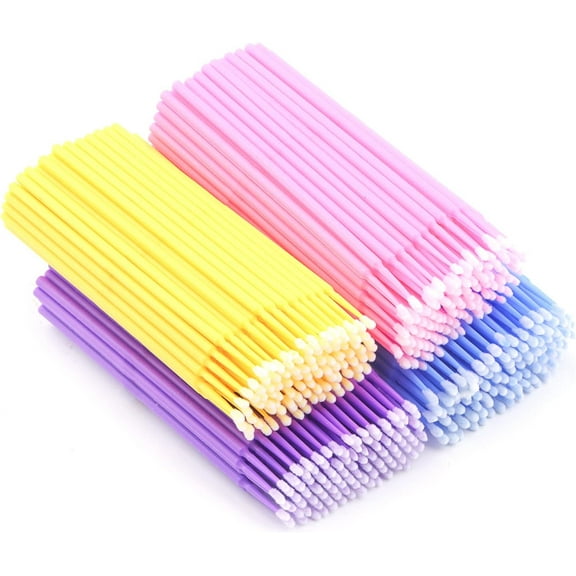 Micro Applicators Brushes Disposable Eyelash Extension Brushes, 4 Color for Dental and Oral 400 Pcs