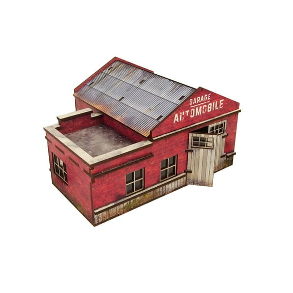 Micro Art Studio: WW2 Normandy Garage with Petrol Station HDF Prepainted Terrain