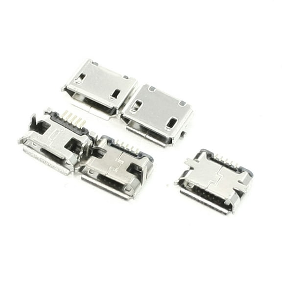 Micro B Type USB 5 Pin Female Connector Socket SMT Port 5 Pcs