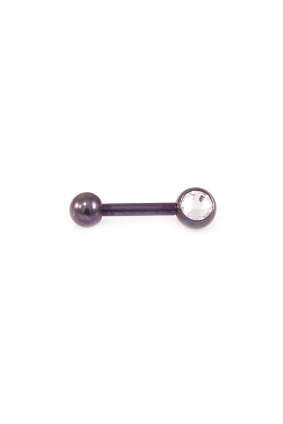 Micro Barbell Titanium with CZ Jewel Cartilage Tragus Earring 16G 6mm Length