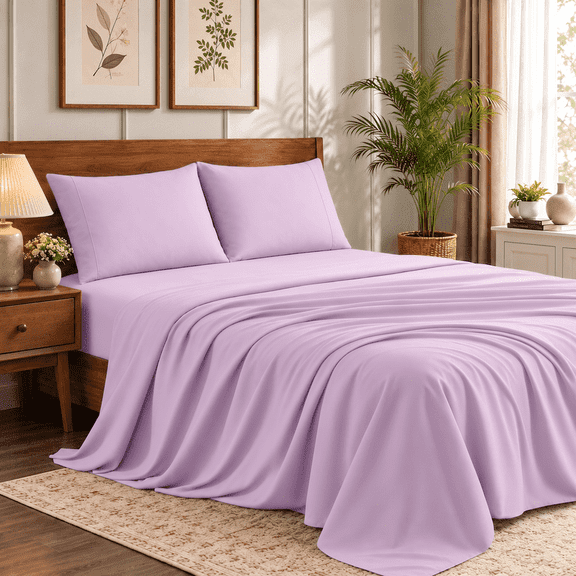 Etui Home Queen 4 Piece Microfiber Bed Sheet Set – Ultra Soft Double Brushed Bedding, Deep Pocket Fits Mattresses Up to 15", Wrinkle & Fade Resistant, Baby Pink