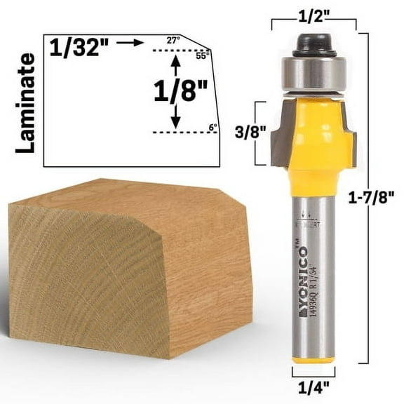 Micro Bevel No File Radius Trim Router Bit - 1/4" Shank - Yonico 14936q