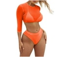thumbnail image 1 of Micro Bikinis for Women 3 Piece Swimsuits Push Up Triangle Bra,Swim Briefs and Long Sleeve Crop Cover Ups with Built-In-Bra, 1 of 3