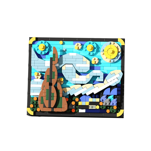 Micro Brick Rocket Building Set,Vincent Van Gogh The Starry Night Building Set  - Gift for Mothers Day, 470PCS Artwork 3.6MM Mini Blocks Building Sets for Adults Famous Paintings Architectu