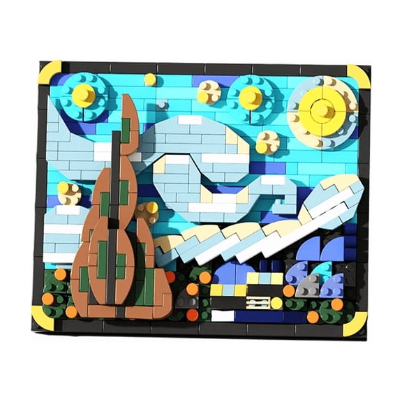 Micro Brick Rocket Building Set,Vincent Van Gogh The Starry Night Building Set - Gift for Mothers Day, 470PCS Artwork 3.6MM Mini Blocks Building Sets for Adults Famous Paintings Architectu