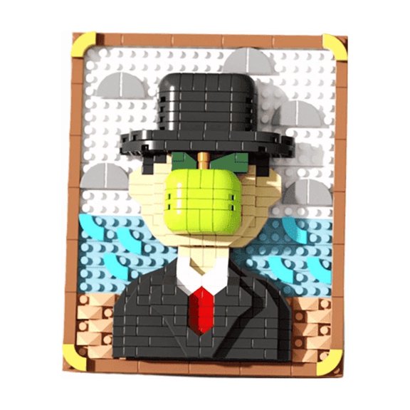Micro Brick Rocket Building Set, World Famous Painting Mini Building Block Set for Home and Office Decoration (The son of man)