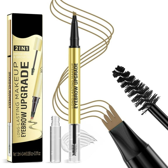 Micro Brow Pencil, Eyebrow Pen, Precise Eye Brow Makeup Pen, The 2-in-1 Head Eyebrow Pencil Is Equipped With A Fork Tip And Brush Tip To Create Natural Hair Like Eyebrows 3ml