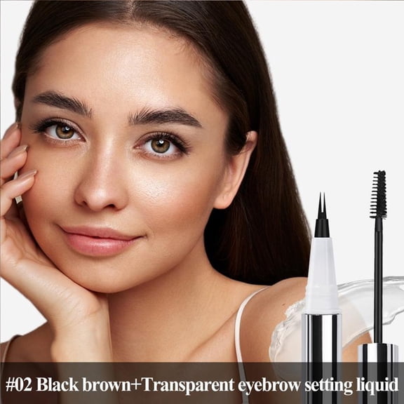 Micro Brow Pencil, Eyebrow Pen, Precise Eye Brow Makeup Pen, 2-in-1 Microfork Liquid Eyebrow Pencil Waterproof Three-dimensional Natural Lasting