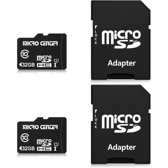 Micro Center 32GB Class 10 MicroSDHC Flash Memory Card with Adapter for Mobile Device Storage Phone, Tablet, Drone & Full HD Video Recording - 80MB/s UHS-I, C10, U1 (2 Pack)