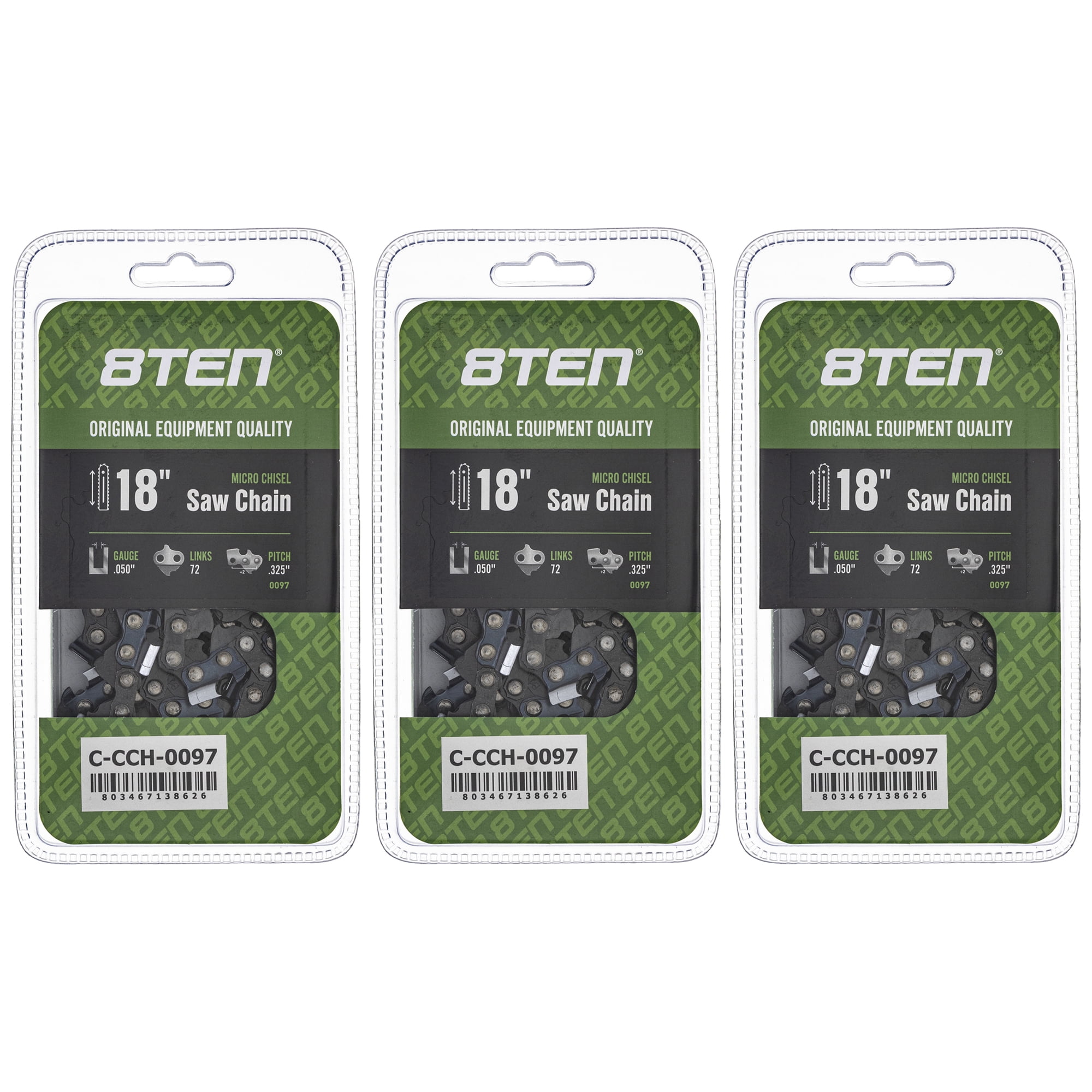 Pacco Da 3 Catene Per Motosega 18 Pollici .050 .325 72DL Per Echo CS-490, Husqvarna, Oregon