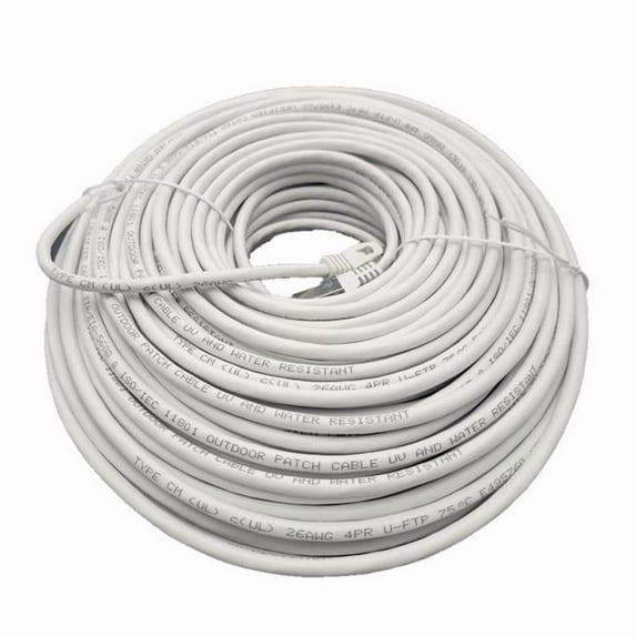 Micro Connector E09-150W-OUT 150 ft. CAT 6A Industrial Outdoor Rated Shielded Ethernet Cable, White
