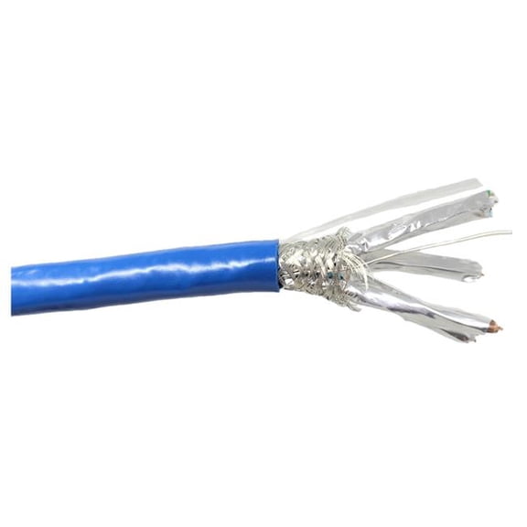 Micro Connectors 500 ft. CAT 7 CMR Riser Solid Shielded 23AWG, 10GB 600MHz Bulk Cable with RJ45 Connectors, Blue - TAA Compliant Cable - 20 Piece