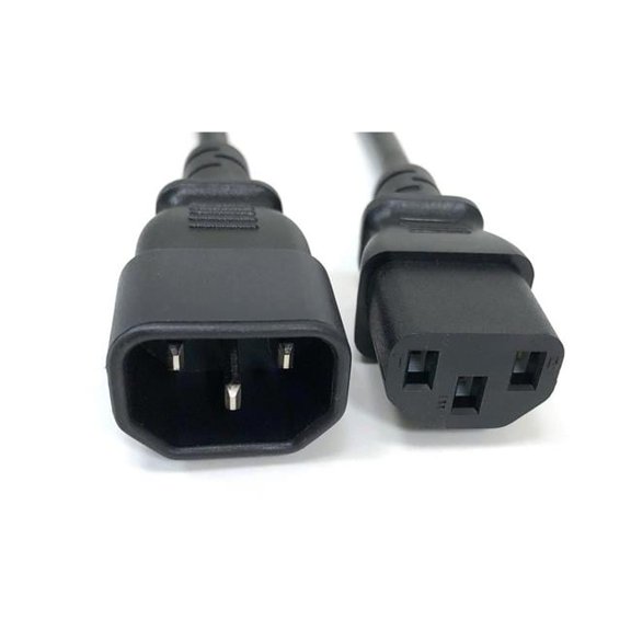 Micro Connectors M05-113EUL-2P 6 ft. 18 AWG AC Power Extension Cord UL Approved C13 to C14, Black - Pack of 2
