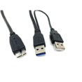 thumbnail image 1 of Micro Connectors E07-320Y 18 in. USB 3.0 Dual USB-A Male To Micro B Y Cable, Black, 1 of 1