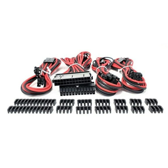 Micro Connectors F04-245RBK-KIT Premium Sleeved PSU Cable Extension Kit, Red & Black
