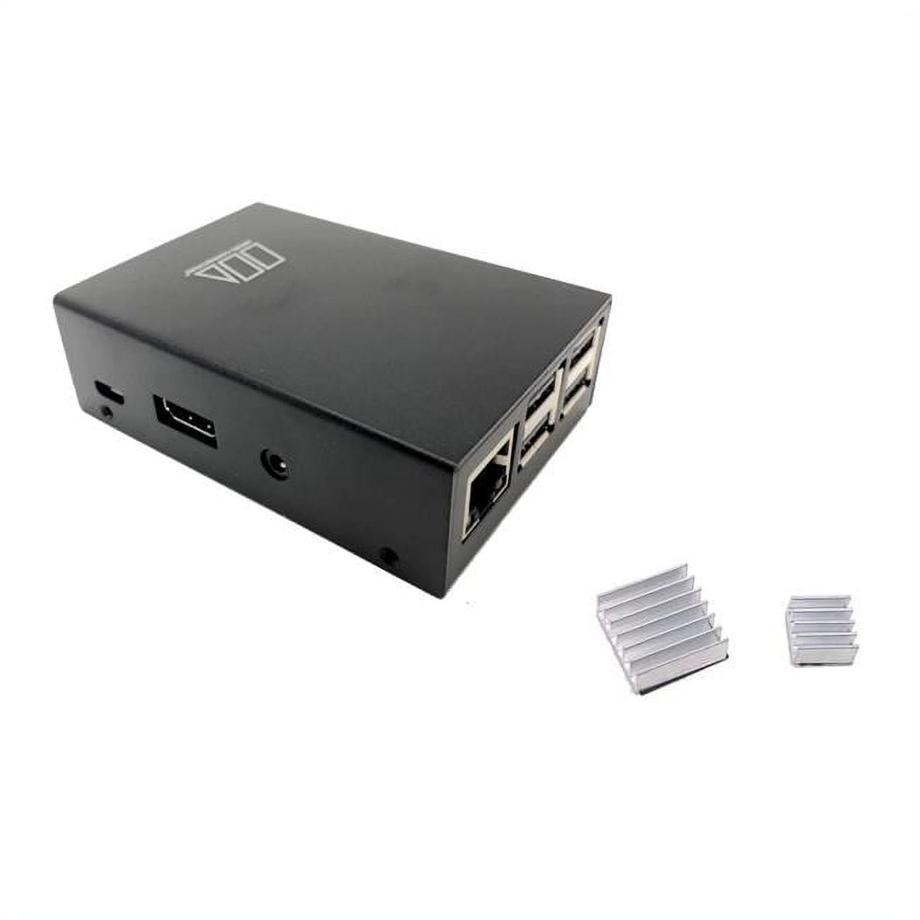 Black Raspberry Pi Case With Heatsinks - Protective Enclosure For Pi 3/2/B+ With Full Port Access