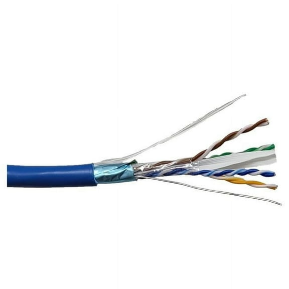 Micro Connectors TR4-570SR-BL 1000Ft CAT 6A Solid & Shielded (F/UTP) CMR Riser Bulk Ethernet Cable (Blue)