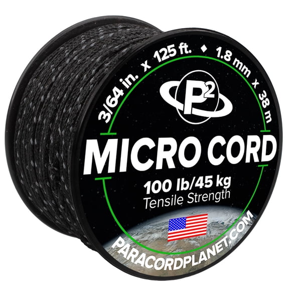 Micro Cord - Reflective Black - 125 Feet - Spool