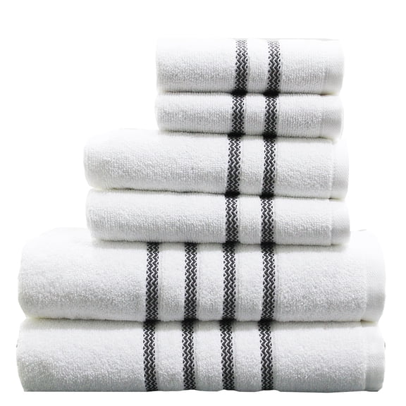Micro Cotton Ethicot Super Soft & Sustainable 6PC Towel Set White & Charcoal