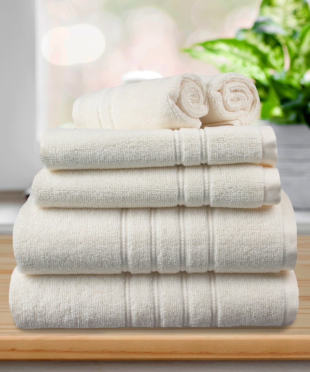 Micro Cotton Rejuvenate 6 Piece Towel Set, Aloe Infused Cotton, Soft & Absorbent, Ivory