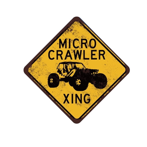 Micro Crawler RC Crossing metal sign - RC Shop Décor - Radio Controlled Crawler Gift - RC Room Crawler Sign - Man Cave Sign - Crawler Course Size: 12 inch x 12 inch