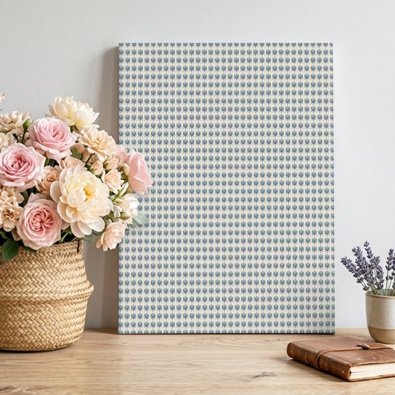 Micro Dot Canvas Wall Art, Modern Minimalist Blue Tiny Floral Uniform Layout Framed Canvas Wall Decor Picture Print Artwork Decorations for Living Room Office Ready to Hang 12" x 8"